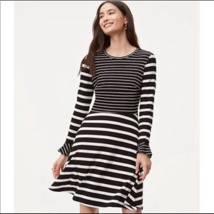 Loft Fit And Flare Striped Dress